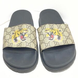 Men's Brown GG Supreme Tiger Slide Sandal Size 12 - 456234